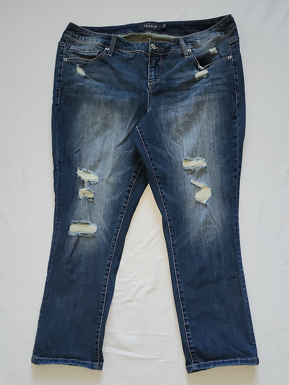 Torrid Premium Skinny Crop Jeans Distressed Capri Denim Women's Size 20